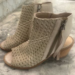 Sam Edelman woven leather booties with zipper detail